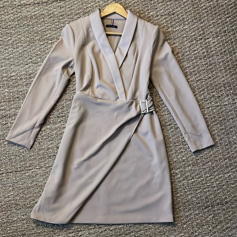 Tommy Hilfiger Long Sleeve Stretch Lightweight Dress Toasted Coconut